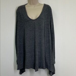 Free People - We The Free Gray Oversized Long Sleeve Thermal Blouse Size Small